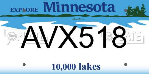 AVX518 Minnesota License Plate
