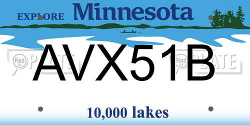 AVX51B Minnesota License Plate