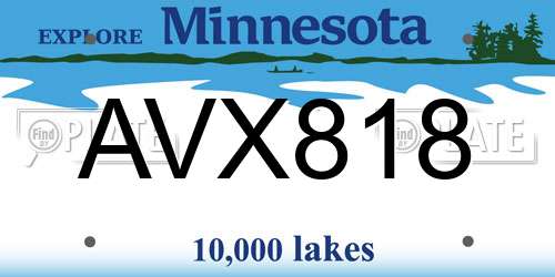 AVX818 Minnesota License Plate