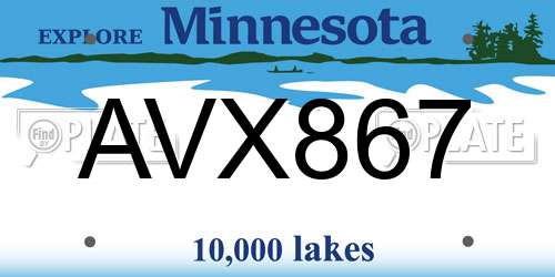 AVX867 Minnesota License Plate