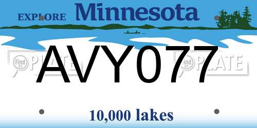 AVY077 Minnesota License Plate