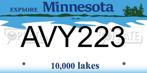 AVY223 Minnesota License Plate