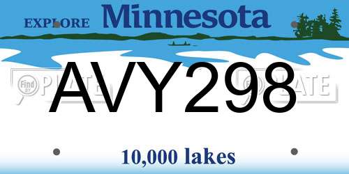 AVY298 Minnesota License Plate