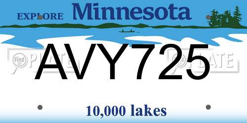 AVY725 Minnesota License Plate