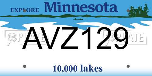 AVZ129 Minnesota License Plate