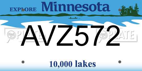 AVZ572 Minnesota License Plate