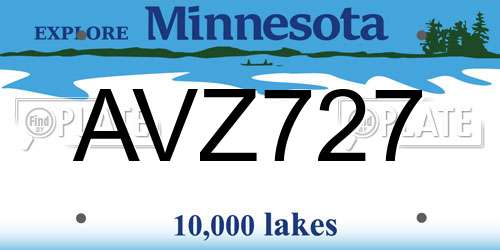 AVZ727 Minnesota License Plate