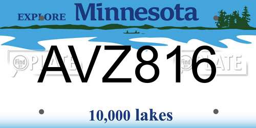 AVZ816 Minnesota License Plate