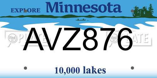 AVZ876 Minnesota License Plate