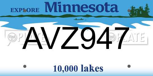 AVZ947 Minnesota License Plate