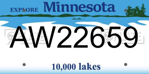 AW22659 Minnesota License Plate