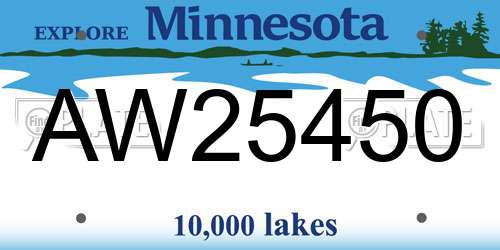 AW25450 Minnesota License Plate