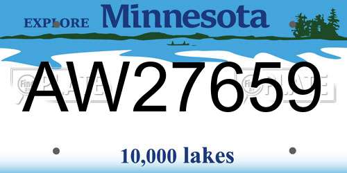 AW27659 Minnesota License Plate