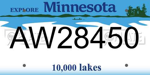 AW28450 Minnesota License Plate