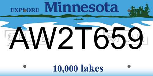 AW2T659 Minnesota License Plate