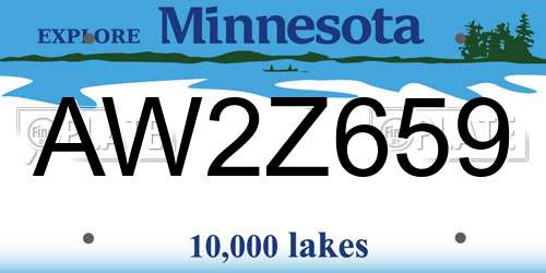 AW2Z659 Minnesota License Plate