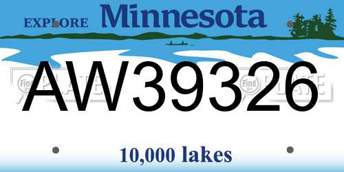 AW39326 Minnesota License Plate