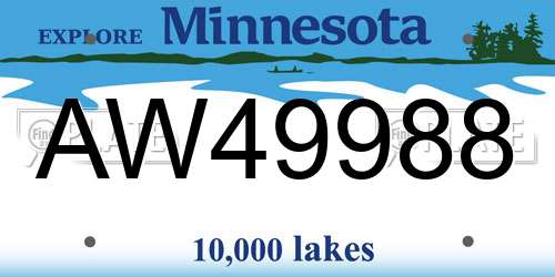 AW49988 Minnesota License Plate
