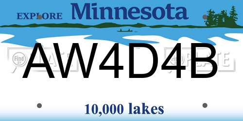 AW4D4B Minnesota License Plate