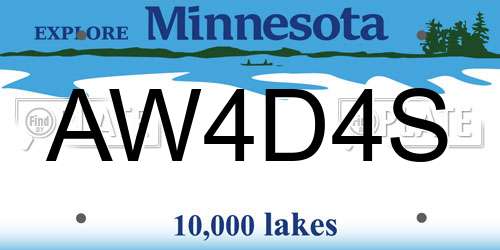 AW4D4S Minnesota License Plate