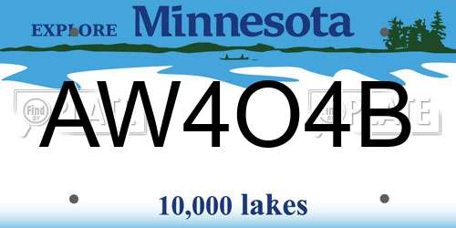 AW4O4B Minnesota License Plate