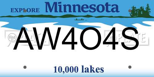 AW4O4S Minnesota License Plate