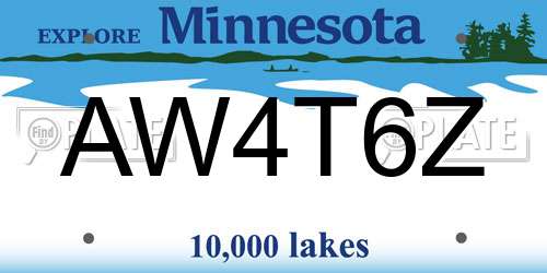 AW4T6Z Minnesota License Plate
