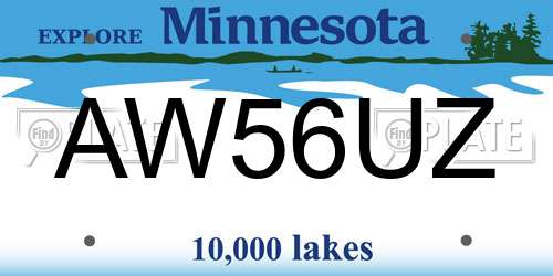 AW56UZ Minnesota License Plate