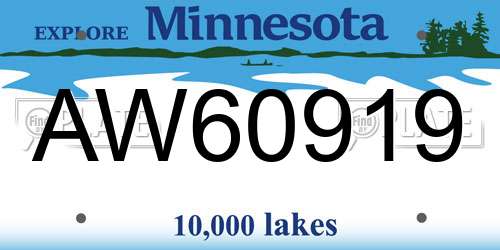AW60919 Minnesota License Plate