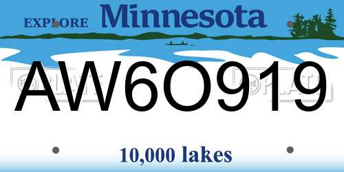 AW6O919 Minnesota License Plate