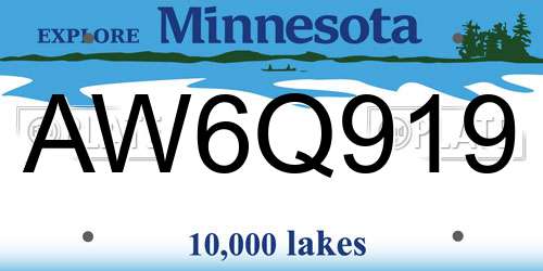 AW6Q919 Minnesota License Plate