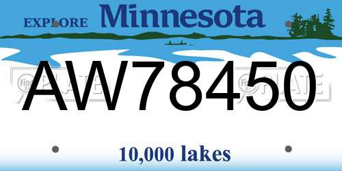 AW78450 Minnesota License Plate