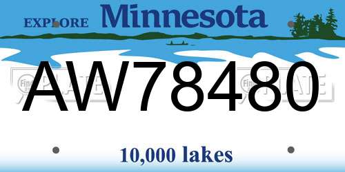 AW78480 Minnesota License Plate