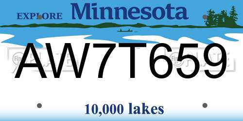 AW7T659 Minnesota License Plate