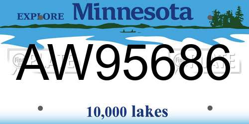 AW95686 Minnesota License Plate