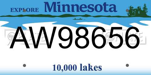 AW98656 Minnesota License Plate