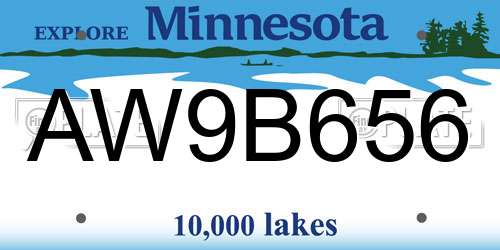 AW9B656 Minnesota License Plate
