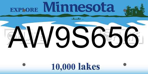 AW9S656 Minnesota License Plate
