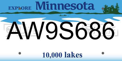 AW9S686 Minnesota License Plate
