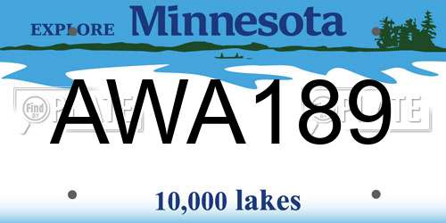 AWA189 Minnesota License Plate