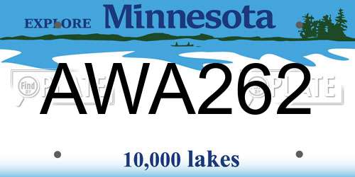 AWA262 Minnesota License Plate