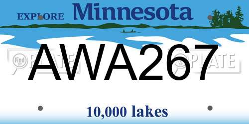 AWA267 Minnesota License Plate