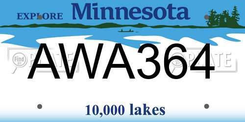 AWA364 Minnesota License Plate