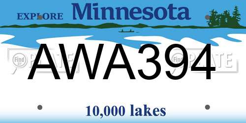 AWA394 Minnesota License Plate