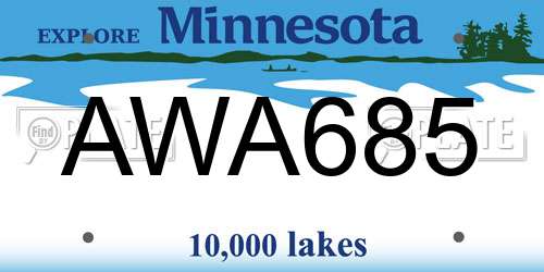 AWA685 Minnesota License Plate