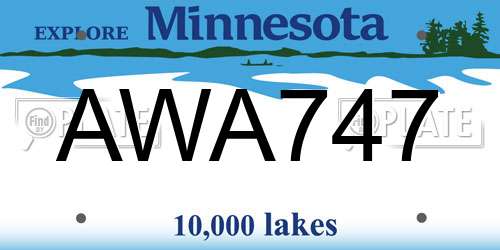 AWA747 Minnesota License Plate