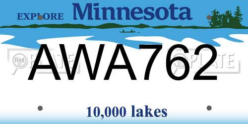AWA762 Minnesota License Plate