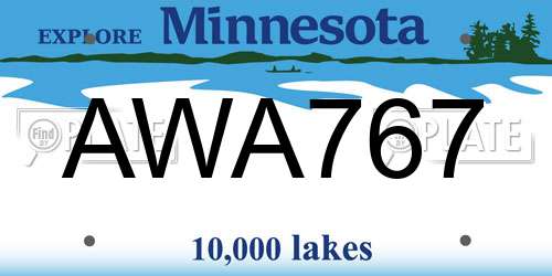 AWA767 Minnesota License Plate
