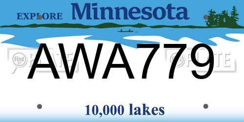 AWA779 Minnesota License Plate