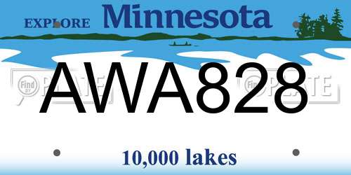 AWA828 Minnesota License Plate